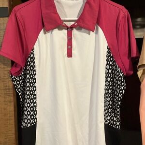 Chico's Black and White Short Sleeve Polo size Large